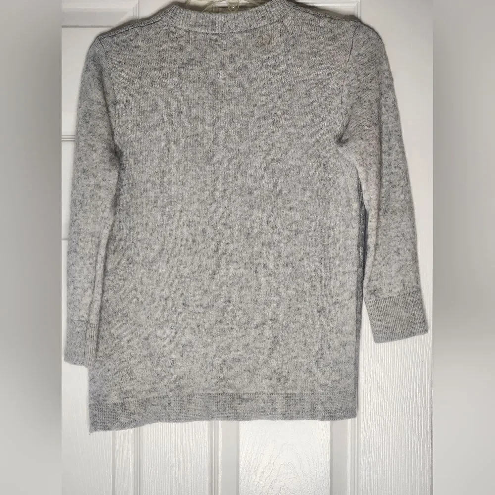 J.Crew M Gray Black 3/4 Slvs WOOL Blend Knitted Ski Print Women's Sweater